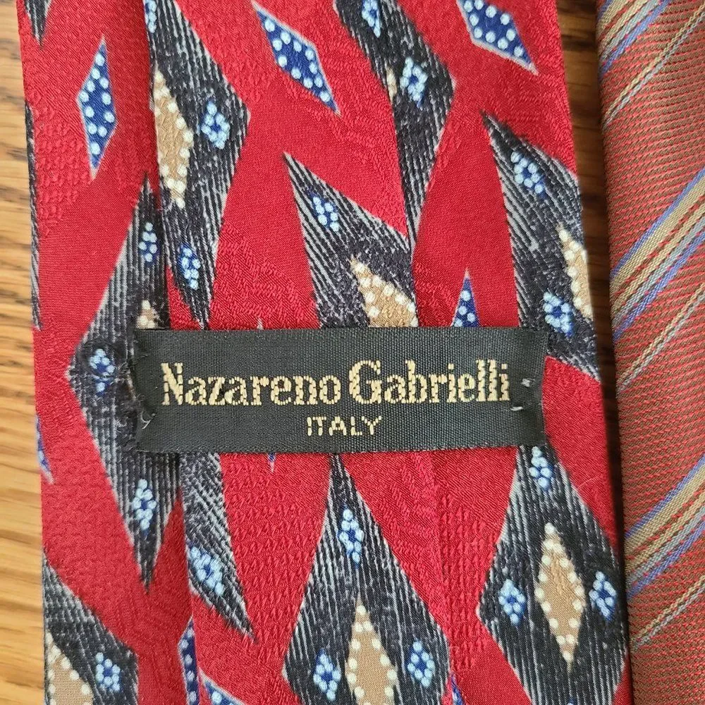 Vintage Red Neckties Neck Tie Lot - Christian Dior, Nazareno Gabrielli Italy, ZA